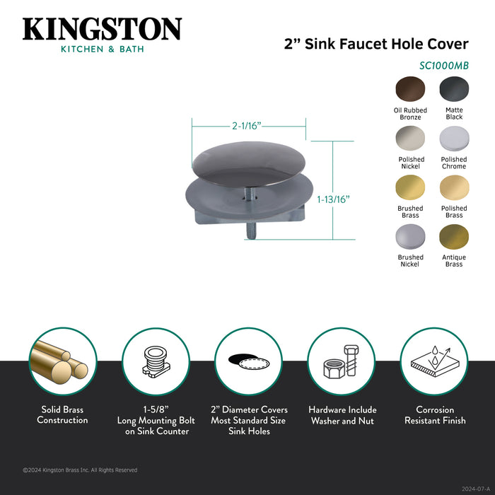 Studio SC1000MB 2-Inch Diameter Faucet Hole Cover, Matte Black