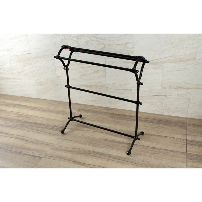 Kingston Heirloom SCC2280 - Edenscape 33-3/8 Inch Freestanding Pedestal 3-Tier Y-Type Towel Rack, Matte Black