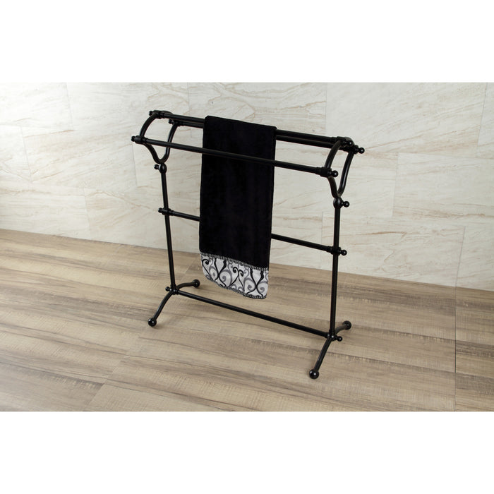 Kingston Heirloom SCC2280 - Edenscape 33-3/8 Inch Freestanding Pedestal 3-Tier Y-Type Towel Rack, Matte Black