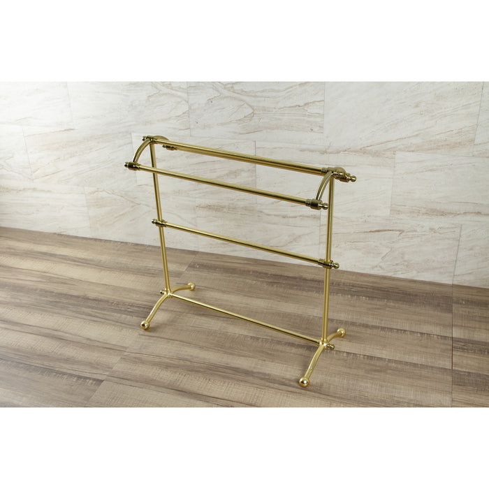 Kingston Heirloom SCC2297 - Edenscape 30-Inch Freestanding Pedestal 4-Tier Towel Rack, Brushed Brass