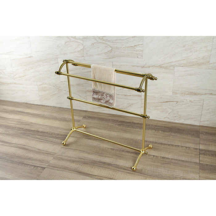 Kingston Heirloom SCC2297 - Edenscape 30-Inch Freestanding Pedestal 4-Tier Towel Rack, Brushed Brass
