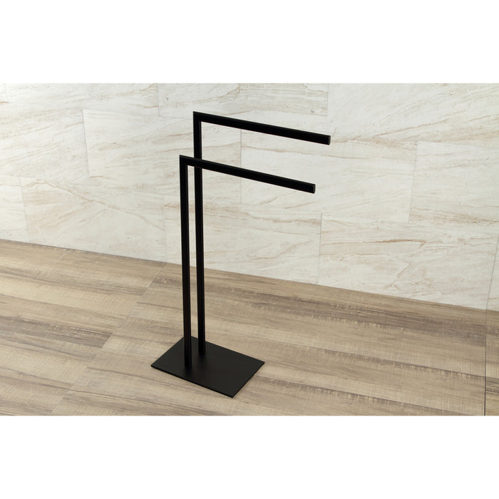 Kingston Sona SCC3090 - Edenscape 31-3/4 Inch Freestanding Pedestal Dual Towel Rack, Matte Black