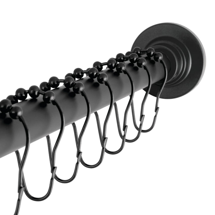 Kingston Edenscape SCC3110 60-Inch to 72-Inch Adjustable Shower Curtain Rod with Rings, Matte Black