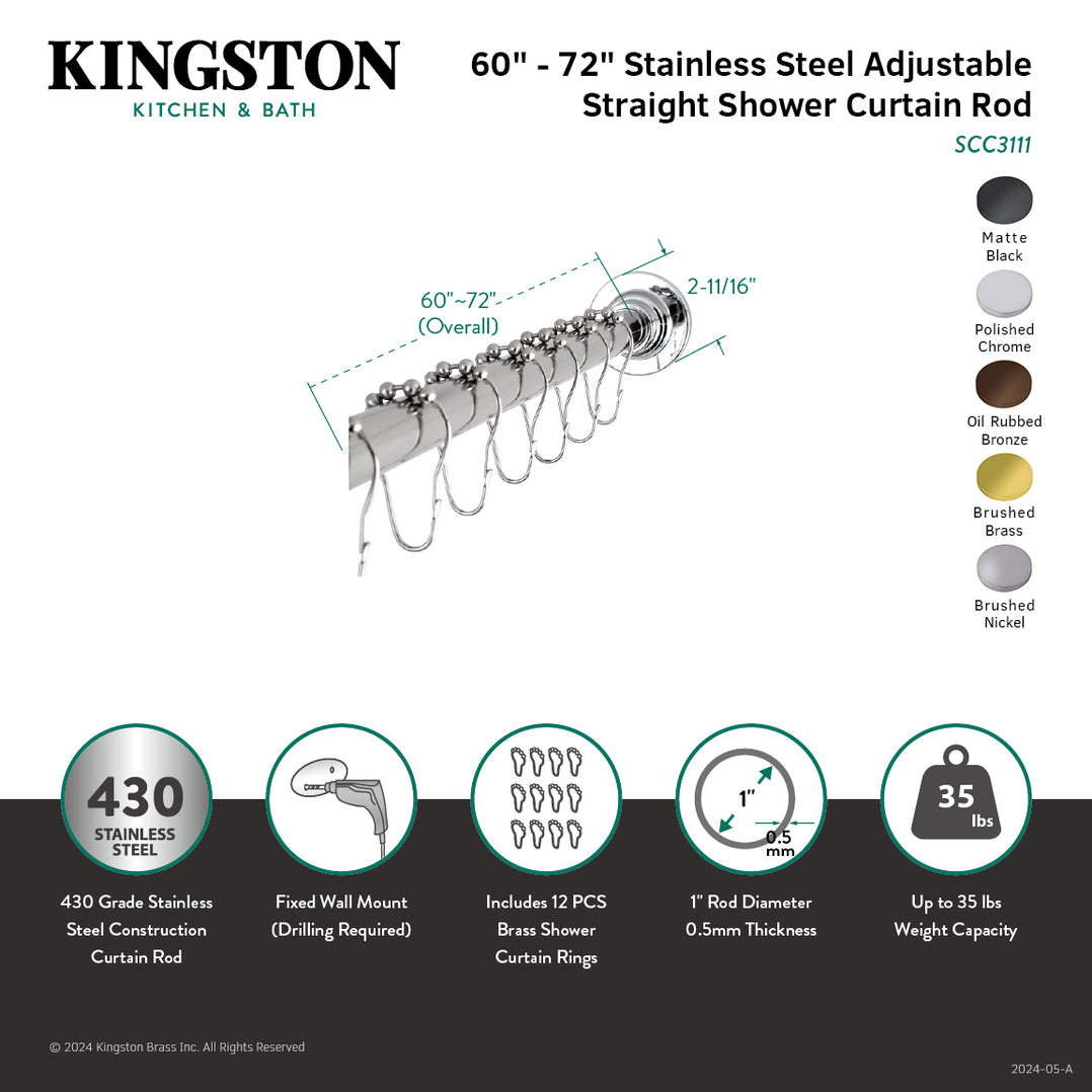 Kingston Brass Edenscape Shower Curtain Rod - Thumbnail 4
