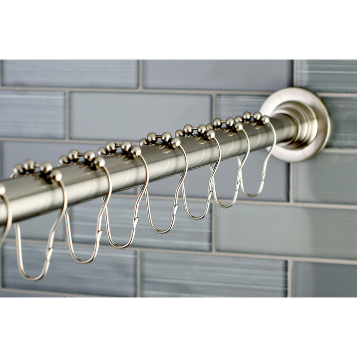 Kingston Edenscape SCC3118 60-Inch to 72-Inch Adjustable Shower Curtain Rod with Rings, Brushed Nickel