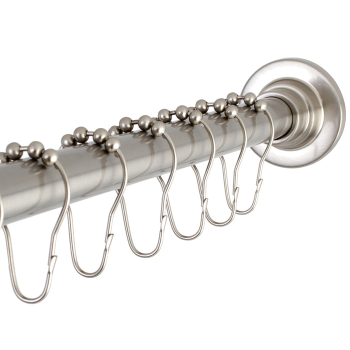Kingston Edenscape SCC3118 60-Inch to 72-Inch Adjustable Shower Curtain Rod with Rings, Brushed Nickel