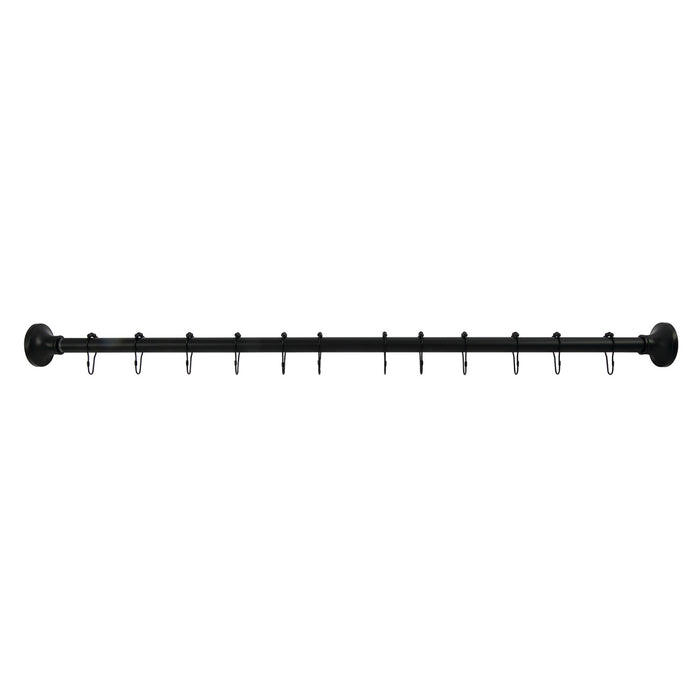 Kingston Edenscape SCC3150 60-Inch to 72-Inch Stainless Steel Adjustable Straight Fixed Shower Curtain Rod with Rings, Matte Black