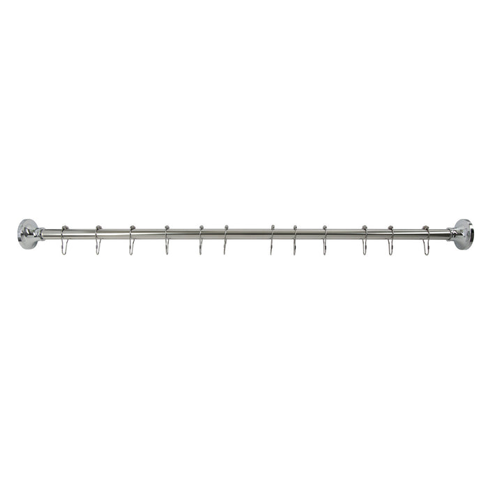 Kingston Edenscape SCC3151 60-Inch to 72-Inch Stainless Steel Adjustable Straight Fixed Shower Curtain Rod with Rings, Polished Chrome
