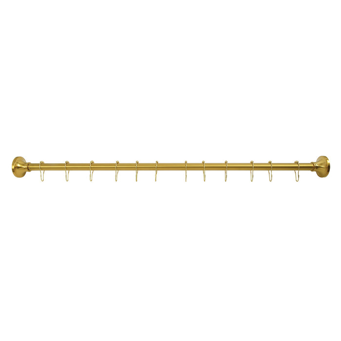 Kingston Edenscape SCC3157 60-Inch to 72-Inch Stainless Steel Adjustable Straight Fixed Shower Curtain Rod with Rings, Brushed Brass