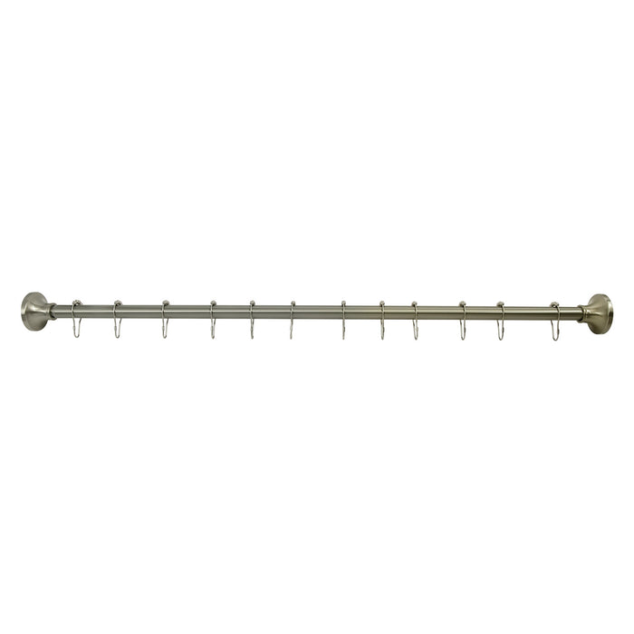 Kingston Edenscape SCC3158 60-Inch to 72-Inch Stainless Steel Adjustable Straight Fixed Shower Curtain Rod with Rings, Brushed Nickel