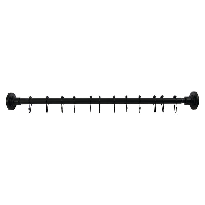 Kingston Edenscape SCC3160 30-Inch to 48-Inch Stainless Steel Adjustable Straight Fixed Shower Curtain Rod with Rings, Matte Black