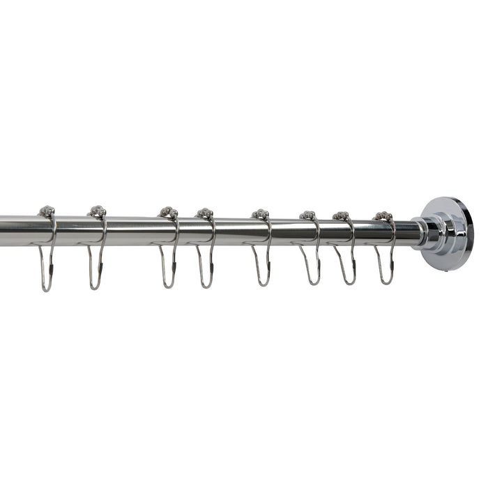 Kingston Edenscape SCC3161 30-Inch to 48-Inch Stainless Steel Adjustable Straight Fixed Shower Curtain Rod with Rings, Polished Chrome