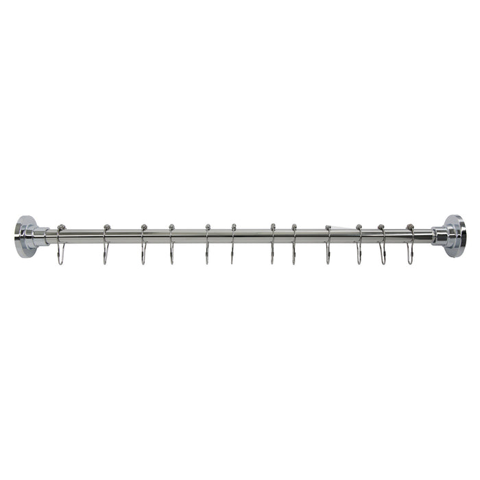 Kingston Edenscape SCC3161 30-Inch to 48-Inch Stainless Steel Adjustable Straight Fixed Shower Curtain Rod with Rings, Polished Chrome