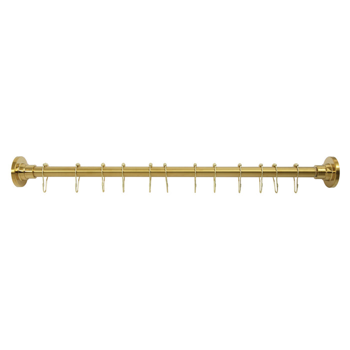 Kingston Edenscape SCC3167 30-Inch to 48-Inch Stainless Steel Adjustable Straight Fixed Shower Curtain Rod with Rings, Brushed Brass