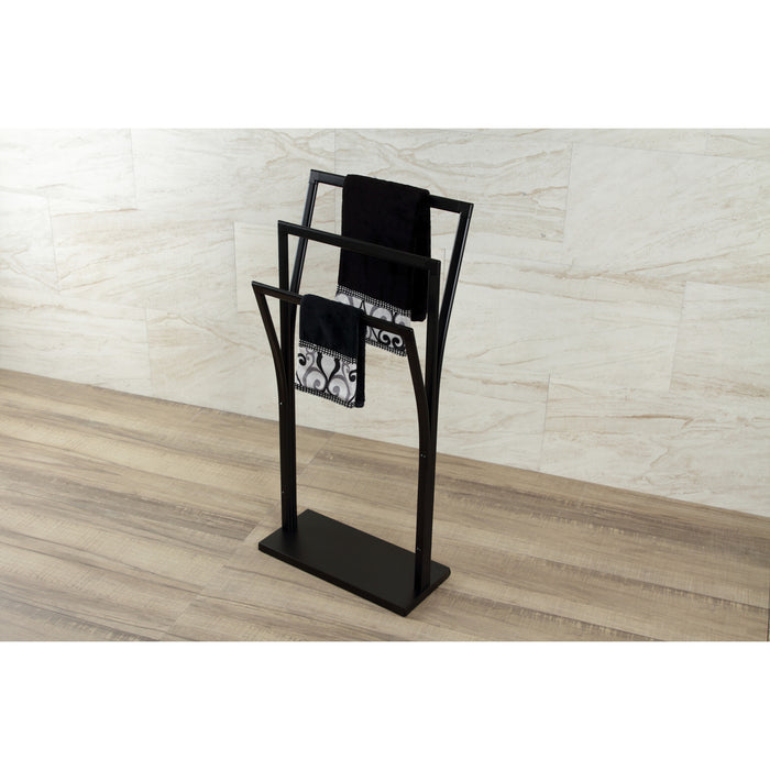 Kingston Sona SCC3300 - Edenscape 34-7/16 Inch Freestanding Pedestal 3-Tier Y-Style Towel Rack, Matte Black