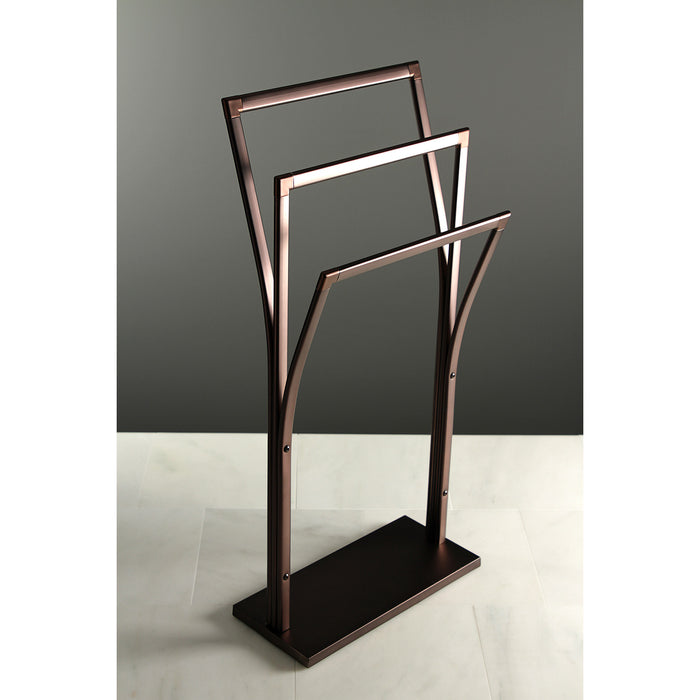 Kingston Sona SCC3305 - Edenscape 34-7/16 Inch Freestanding Pedestal 3-Tier Y-Style Towel Rack, Oil Rubbed Bronze