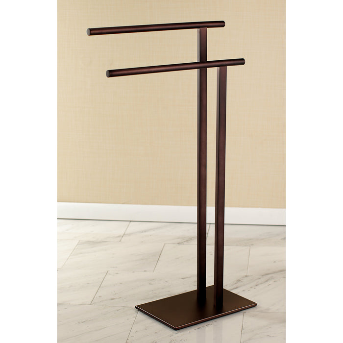 Kingston Sona SCC6035 - Edenscape 32-7/16 Inch Freestanding Pedestal 2-Tier L-Shape Towel Rack, Oil Rubbed Bronze
