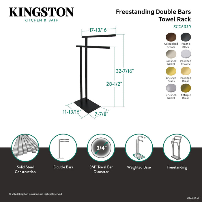 Kingston Sona SCC6036 - Edenscape 32-7/16 Inch Freestanding Pedestal 2-Tier L-Shape Towel Rack, Polished Nickel