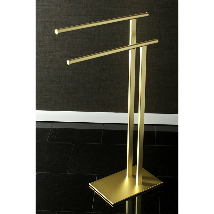 Kingston Sona SCC6037 - Edenscape 32-7/16 Inch Freestanding Pedestal 2-Tier L-Shape Towel Rack, Brushed Brass