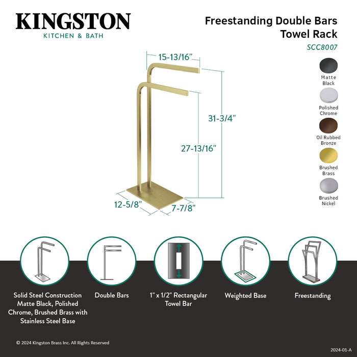 Kingston Sona SCC8001 - Edenscape 31-Inch Freestanding Pedestal 2-Tier L-Shape Towel Rack, Polished Chrome