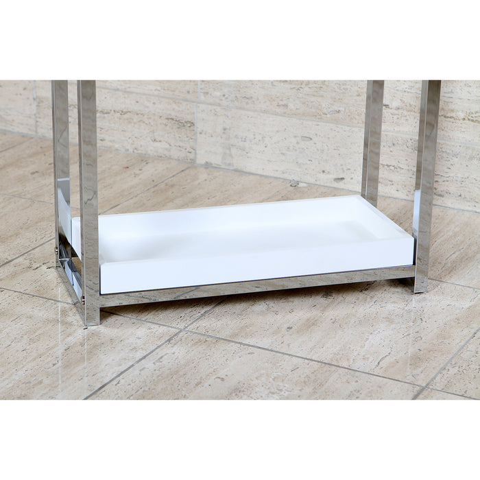 Kingston Sona SCC8261 - Edenscape 33-5/8 Inch Freestanding Pedestal 2-Tier Towel Rack with Wooden Shelf, Polished Chrome