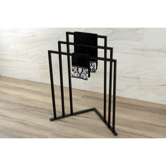 Kingston Sona SCC8270 - Edenscape 32-15/16 Inch Freestanding Pedestal 3-Tier L-Shaped Corner Towel Rack, Matte Black