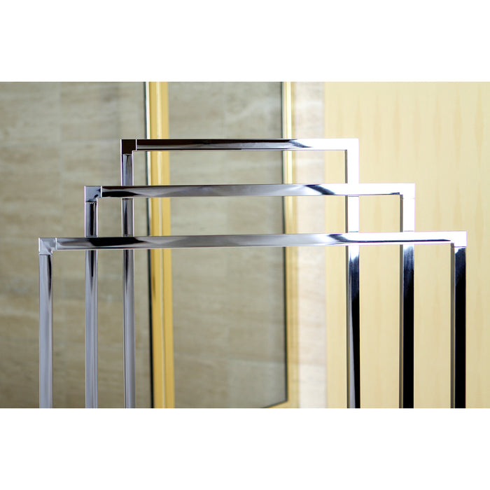 Kingston Sona SCC8271 - Edenscape 32-15/16 Inch Freestanding Pedestal 3-Tier L-Shaped Corner Towel Rack, Polished Chrome