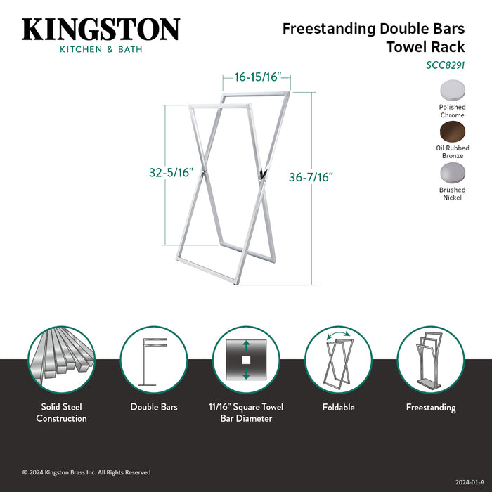 Kingston Edenscape SCC8295 36-7/16 Inch Freestanding Pedestal 2-Tier X Style Towel Rack, Oil Rubbed Bronze