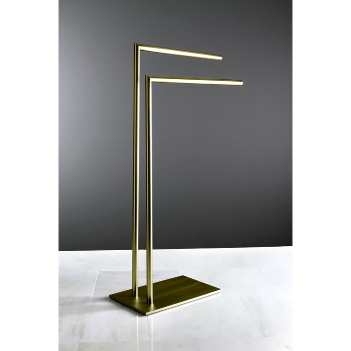 Kingston Sona SCC8327 - Edenscape 31-3/4 Inch Freestanding Pedestal 2-Tier Towel Rack, Brushed Brass