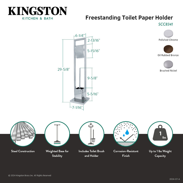 Kingston Sona SCC8345 - Edenscape Freestanding Toilet Paper Holder with Brush and Holder, Oil Rubbed Bronze