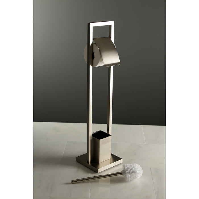 Kingston Sona SCC8348 - Edenscape Freestanding Toilet Paper Holder with Brush and Holder, Brushed Nickel