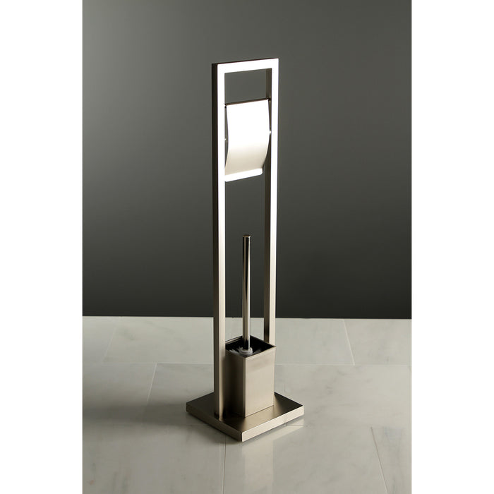 Kingston Sona SCC8348 - Edenscape Freestanding Toilet Paper Holder with Brush and Holder, Brushed Nickel