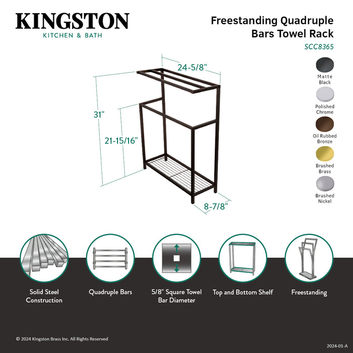 Edenscape SCC8360 31-Inch Freestanding Pedestal 4-Tier Towel Rack, Matte Black