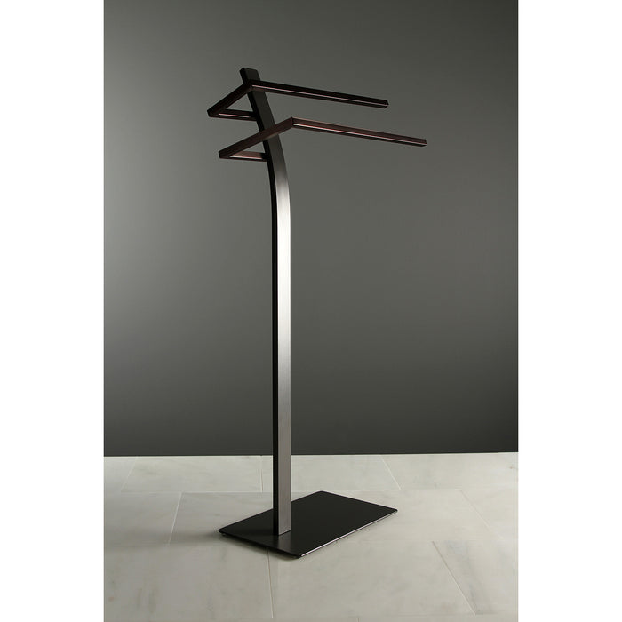 Kingston Sona SCC8395 - Edenscape 33-11/16 Inch Freestanding Pedestal 2-Tier Towel Rack, Matte Black/Oil Rubbed Bronze