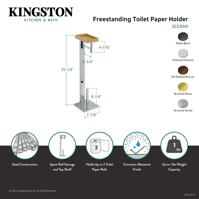 Kingston Sona SCC8500 - Edenscape Freestanding Toilet Paper Holder with Storage Shelf, Matte Black