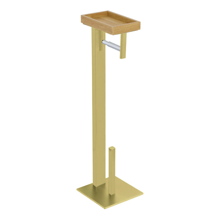 Kingston Sona SCC8507 - Edenscape Freestanding Toilet Paper Holder with Storage Shelf, Brushed Brass