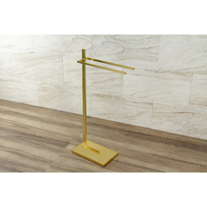 Kingston Edenscape SCC8607 33-11/16 Inch Freestanding Pedestal 2-Tier Towel Rack, Brushed Brass