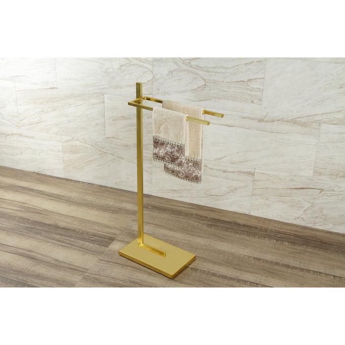 Kingston Edenscape SCC8607 33-11/16 Inch Freestanding Pedestal 2-Tier Towel Rack, Brushed Brass