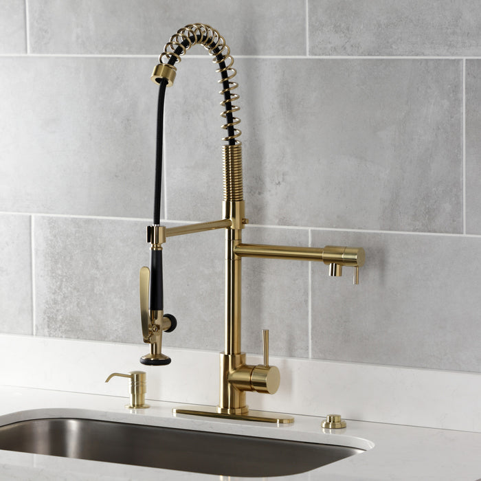Kingston Tulare SD2617 - Milano Kitchen Soap Dispenser, Brushed Brass