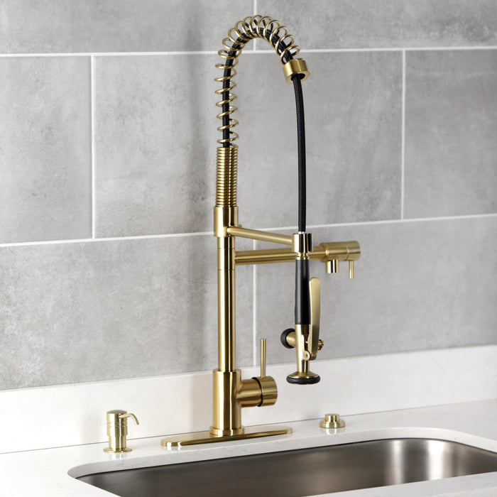 Kingston Tulare SD2617 - Milano Kitchen Soap Dispenser, Brushed Brass