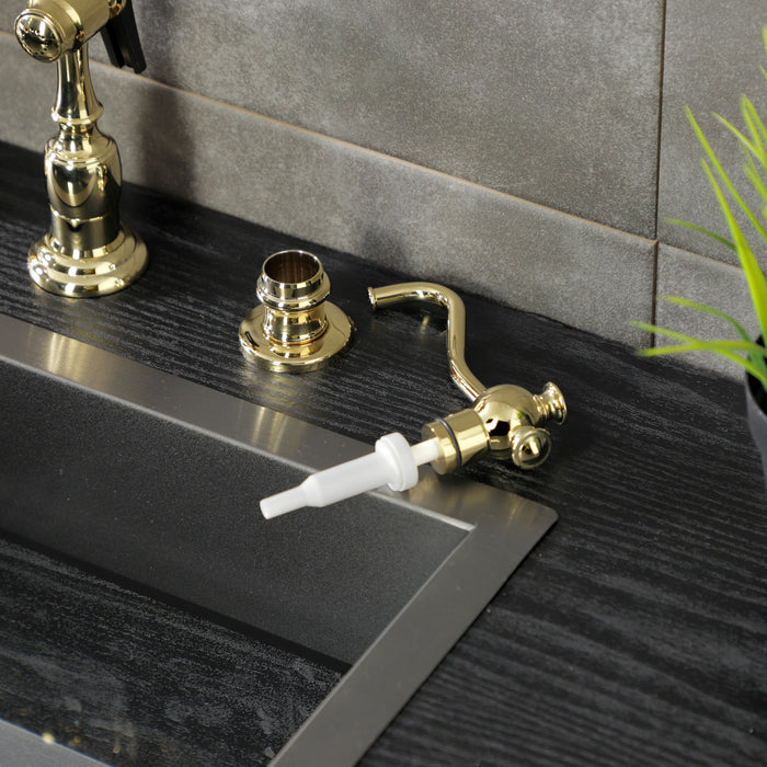 Kingston Heirloom SD7602 - Vintage Victorian Spout Metal Soap Dispenser, Polished Brass