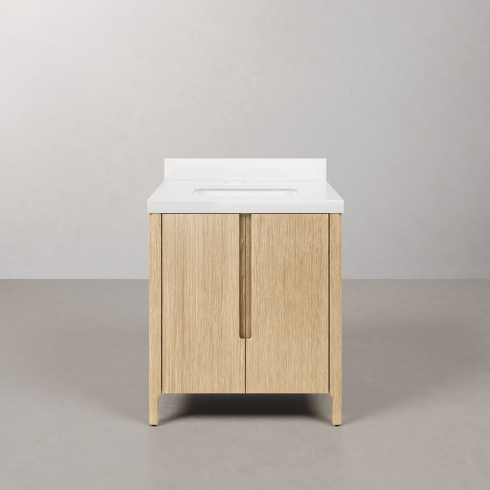 Kingston Sequoia SE30QZ00CL - 30 in. x 22 in. Bathroom Vanity Single Sink with White Quartz Top, Casa Latte