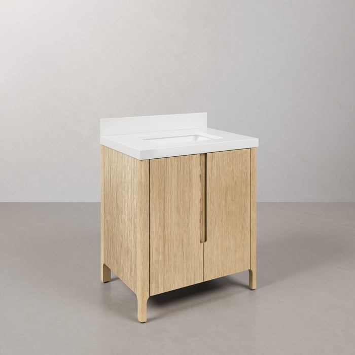 Kingston Sequoia SE30QZ00CL - 30 in. x 22 in. Bathroom Vanity Single Sink with White Quartz Top, Casa Latte
