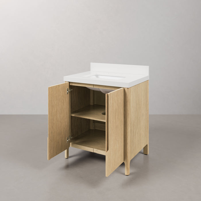 Kingston Sequoia SE30QZ00CL - 30 in. x 22 in. Bathroom Vanity Single Sink with White Quartz Top, Casa Latte