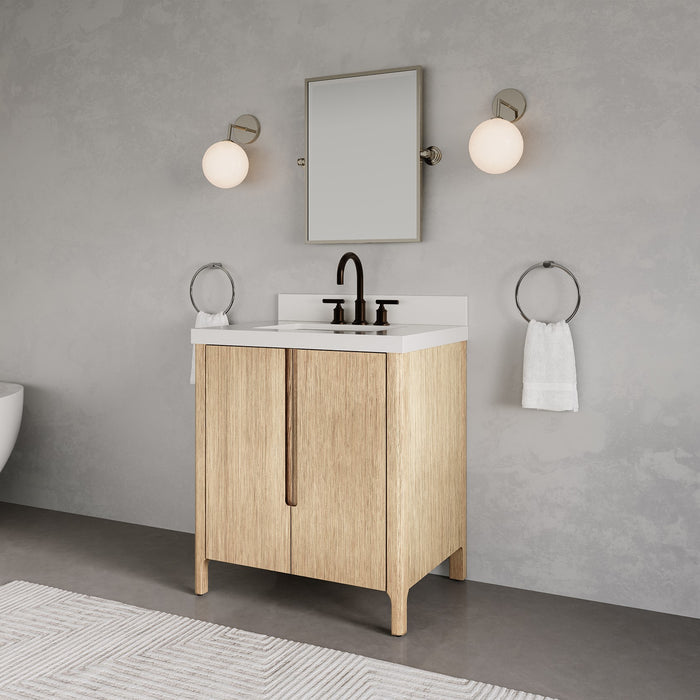 Kingston Sequoia SE30QZ00CL - 30 in. x 22 in. Bathroom Vanity Single Sink with White Quartz Top, Casa Latte