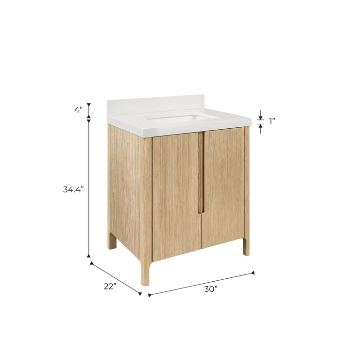 Kingston Sequoia SE30QZ00CL - 30 in. x 22 in. Bathroom Vanity Single Sink with White Quartz Top, Casa Latte