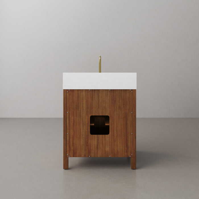 Kingston Sequoia SE30QZ00MW - 30 in. x 22 in. Bathroom Vanity Single Sink with White Brook Quartz Top, Mango Wood