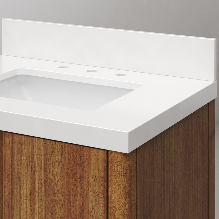 Kingston Sequoia SE30QZ00MW - 30 in. x 22 in. Bathroom Vanity Single Sink with White Brook Quartz Top, Mango Wood