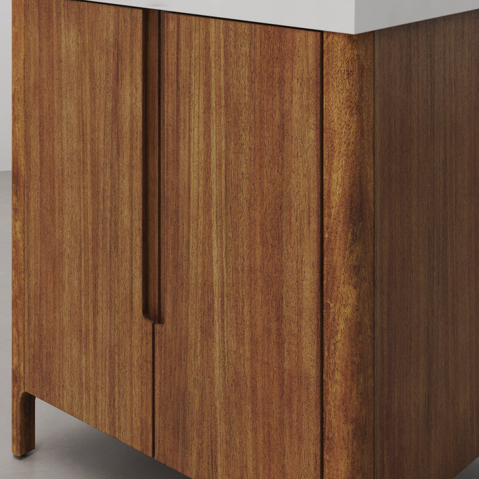 Kingston Sequoia SE30QZ00MW - 30 in. x 22 in. Bathroom Vanity Single Sink with White Brook Quartz Top, Mango Wood