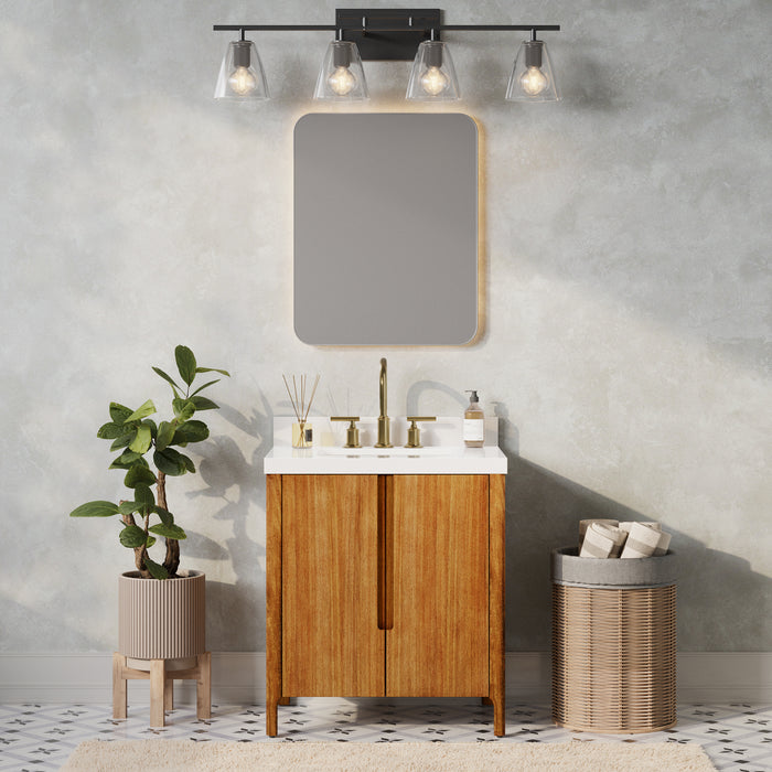 Kingston Sequoia SE30QZ00MW - 30 in. x 22 in. Bathroom Vanity Single Sink with White Brook Quartz Top, Mango Wood